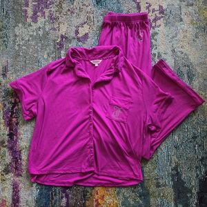 Juicy Couture Bright Fuchsia Ribbed Two-Piece Pajama Set